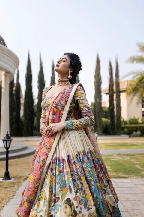 Kalamkari Print With Hand Work Fully Stitched Lehenga Choli