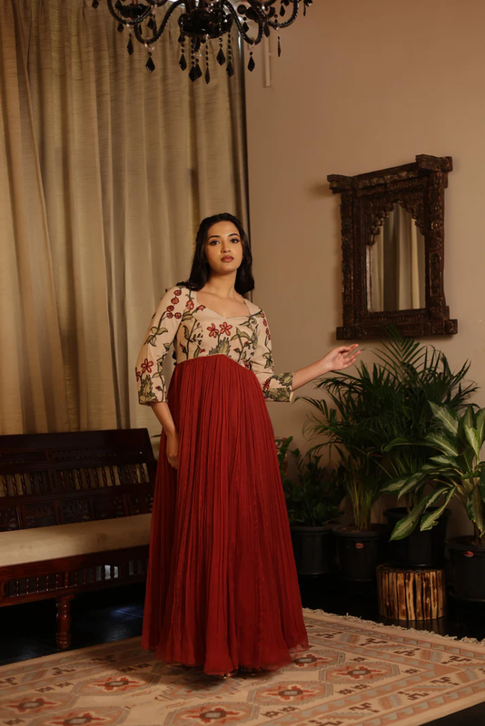 ethnic wardrobe with this stunning Indo-western maxi dress