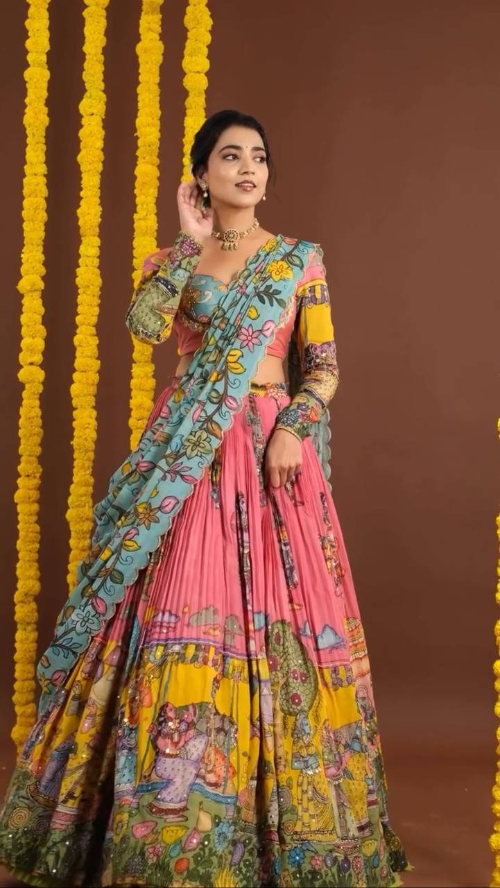 Fully Stitched Kalamkari Lehenga Choli