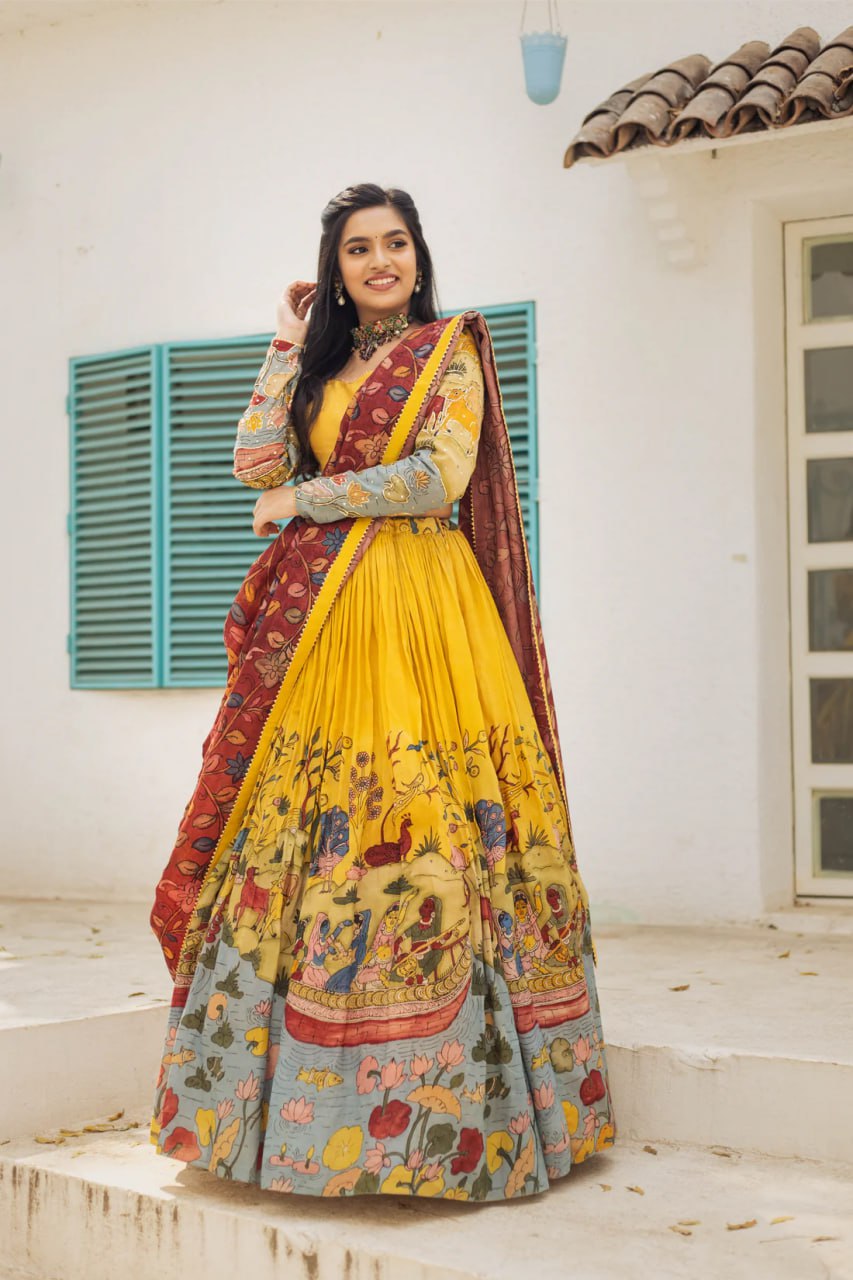 Kalamkari Lehenga Choli Set – Modern Traditional Ensemble