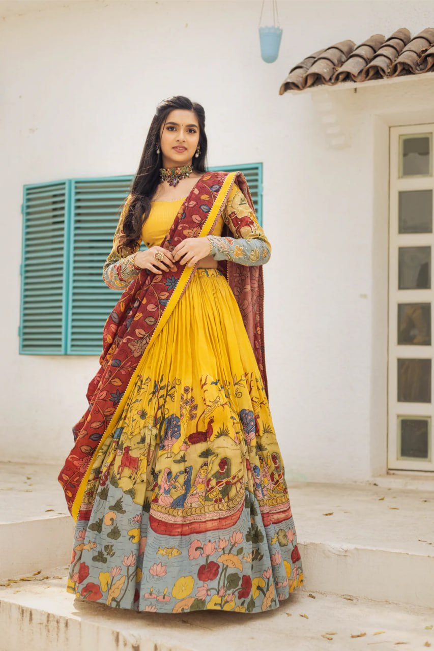 Kalamkari Lehenga Choli Set – Modern Traditional Ensemble