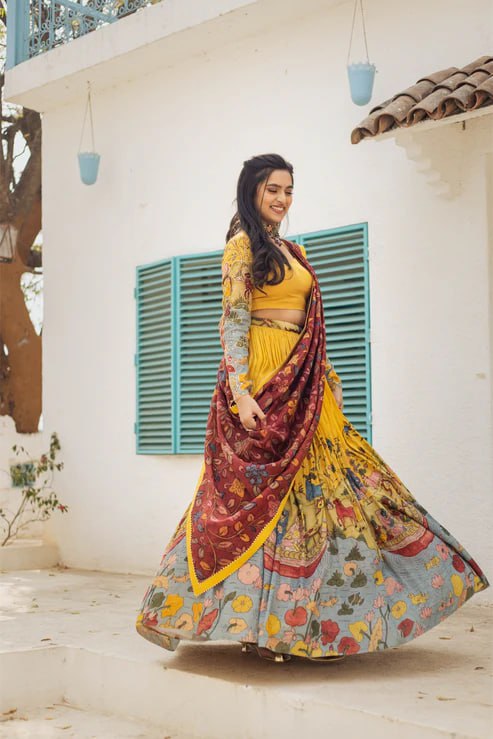 Kalamkari Lehenga Choli Set – Modern Traditional Ensemble