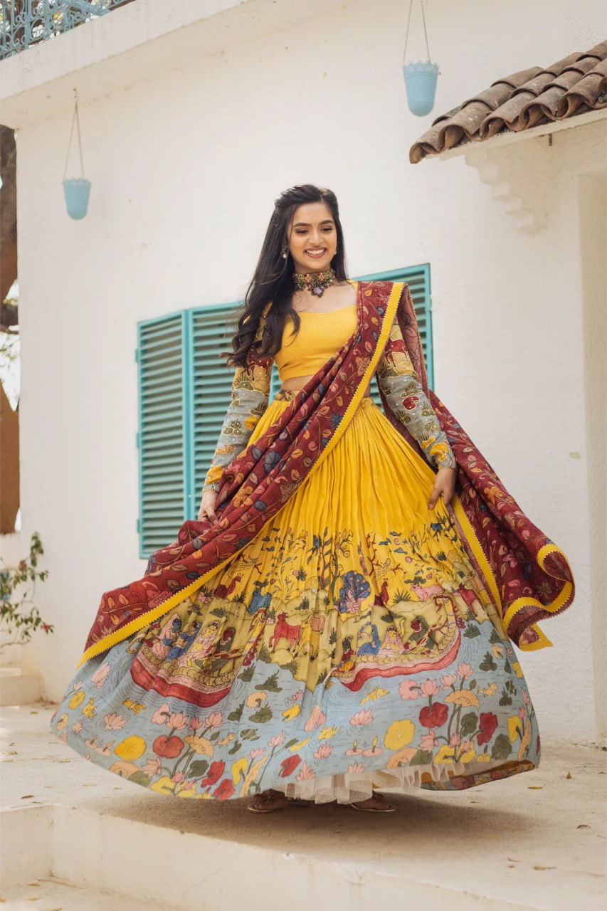 Kalamkari Lehenga Choli Set – Modern Traditional Ensemble