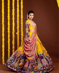 Yellow Fully Stitched Kalamkari Lehenga Choli